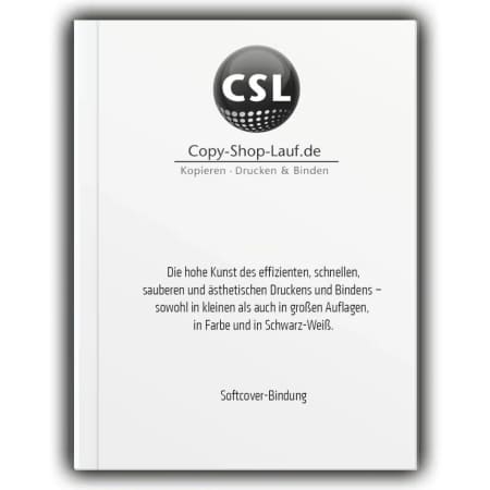 Softcoverbindung vom Copy-Shop Lauf Druck in schwarz-weiß im Format DIN A4