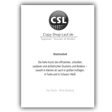 Schwarz-weiß Drucken ohne Bindeservice -Anzeige